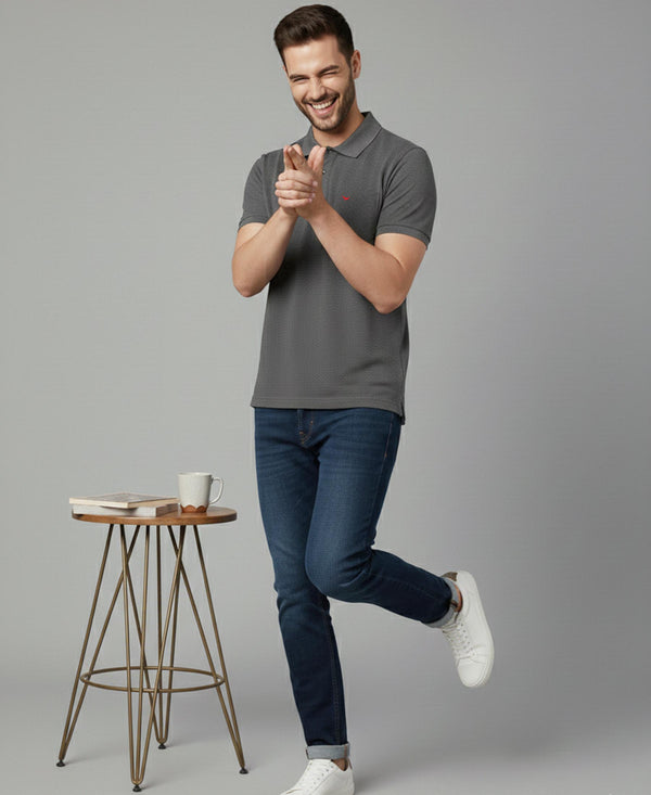 HiFlyers Men'S Solid Tshirts With Pocket Anthra