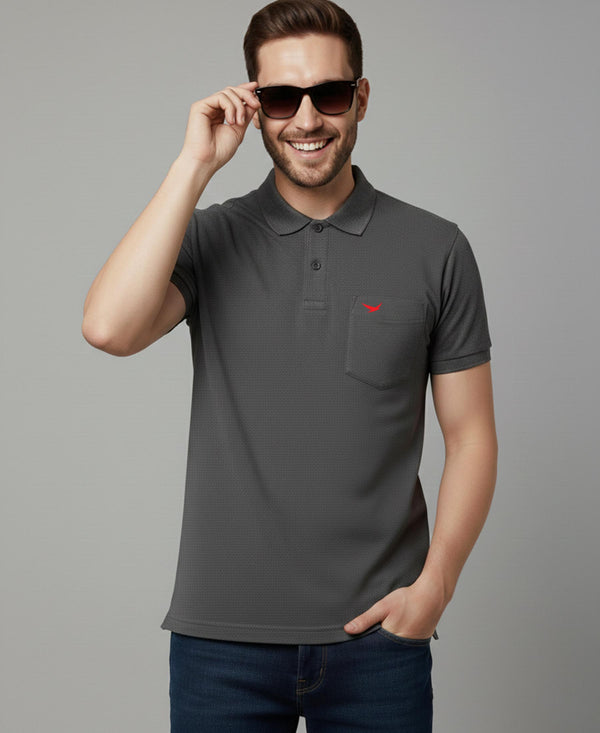 HiFlyers Men'S Solid Tshirts With Pocket Anthra