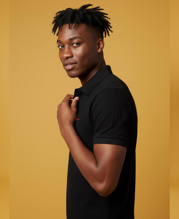 HiFlyers Men'S Solid Tshirts With Pocket Black