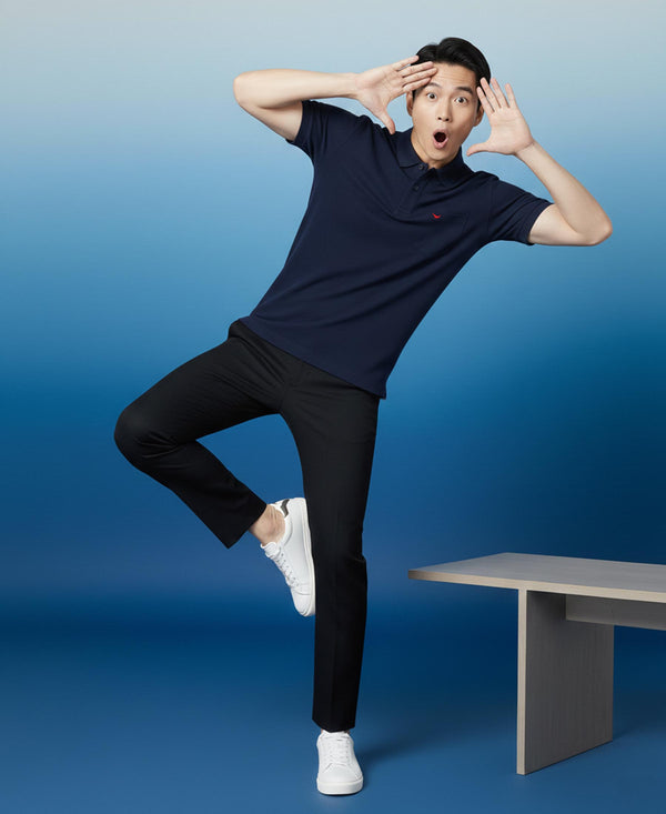 HiFlyers Men'S Solid Regular Fit Polo T-Shirt With Pocket -Denim