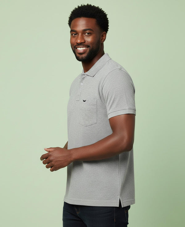 HiFlyers Men'S Solid Tshirts With Pocket Grey