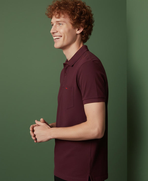 HiFlyers Men'S Solid Tshirts With Pocket Maroon
