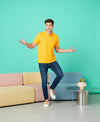 HiFlyers Men'S Solid Tshirts With Pocket Mustard