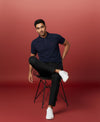 HiFlyers Men'S Solid Tshirts With Pocket Navy