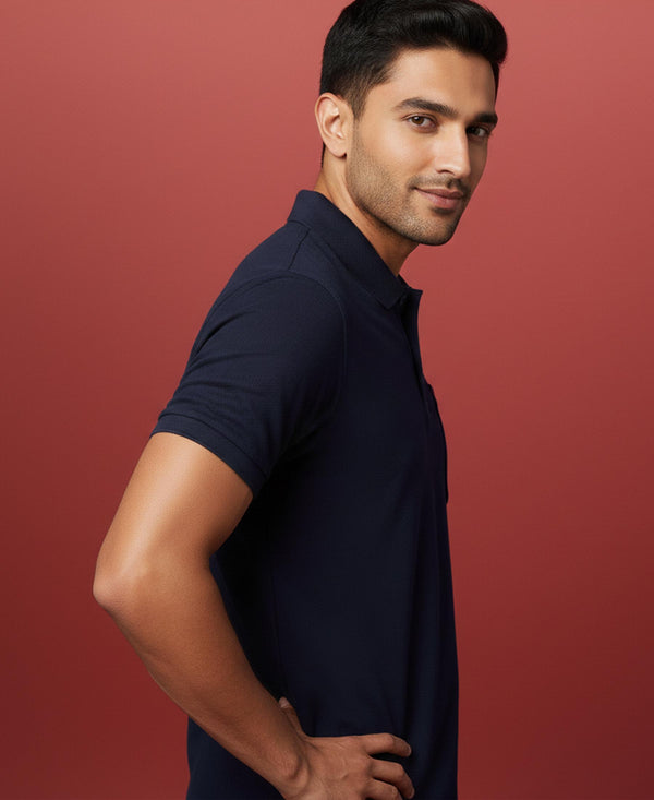 HiFlyers Men'S Solid Tshirts With Pocket Navy