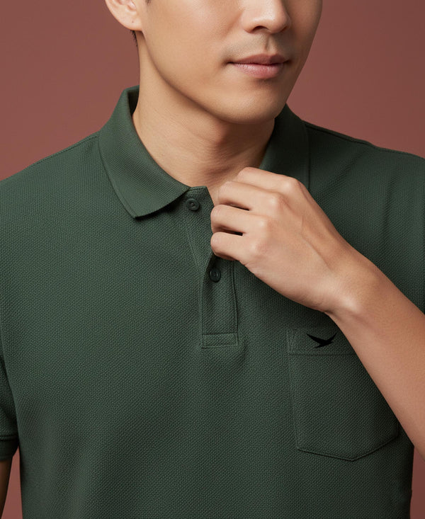 HiFlyers Men'S Solid Tshirts With Pocket Olive