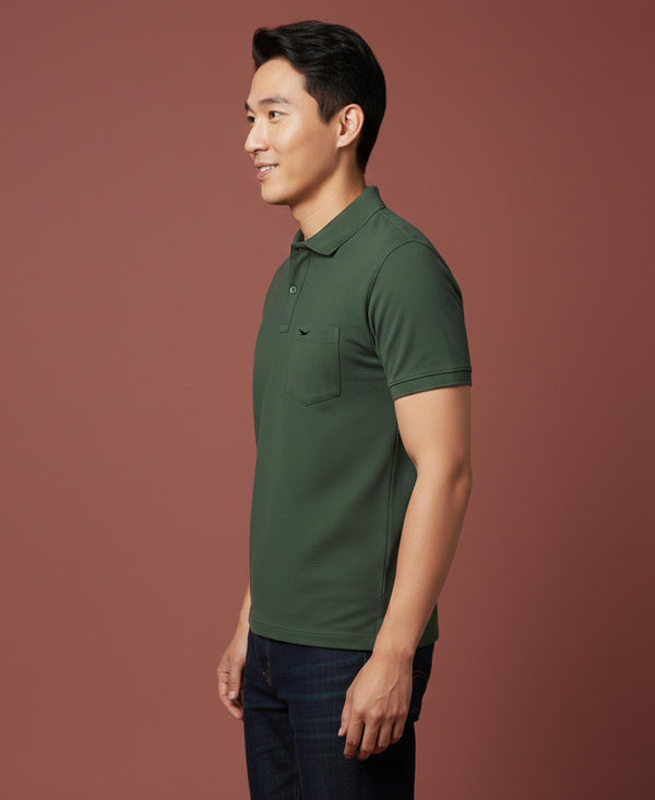 HiFlyers Men'S Solid Tshirts With Pocket Olive