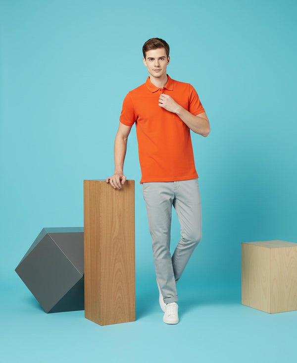 HiFlyers Men'S Solid Tshirts With Pocket Orange