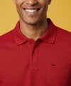 HiFlyers Men'S Solid Tshirts With Pocket Red