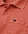 HiFlyers Men'S Solid Regular Fit Polo T-Shirt With Pocket -Red Melange
