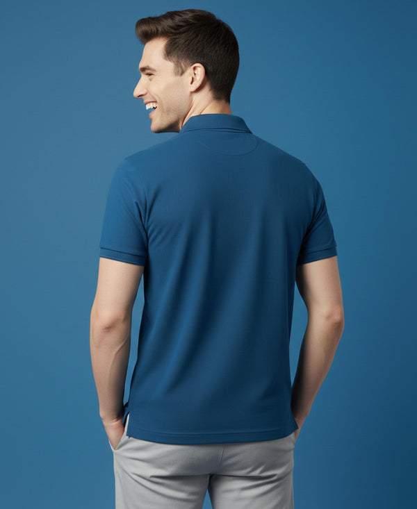 HiFlyers Men'S Solid Regular Fit Polo T-Shirt With Pocket -Royal Blue