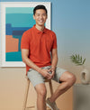 HiFlyers Men'S Solid Regular Fit Polo T-Shirt With Pocket -Rust