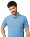 HiFlyers Men'S Solid Regular Fit Polo T-Shirt With Pocket -Sky Blue