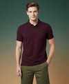 HiFlyers Men'S Solid Regular Fit Polo T-Shirt With Pocket -Wine
