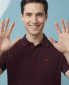 HiFlyers Men'S Solid Regular Fit Polo T-Shirt With Pocket -Wine