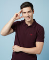 HiFlyers Men'S Solid Regular Fit Polo T-Shirt With Pocket -Wine