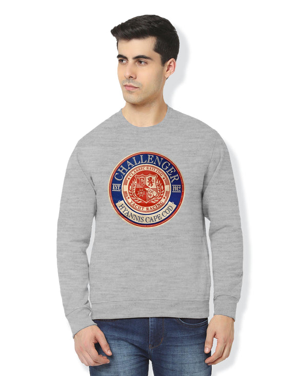 Hiflyers Men|Regular Fit|Chest Printed Cotton Fleece|Soft Stylish Casual Winter Wear Sweatshirt|Anthra