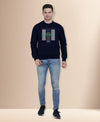 Hiflyers Men|Regular Fit|Chest Printed Cotton Fleece|Soft Stylish Casual Winter Wear Sweatshirt|Navy