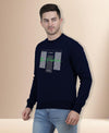 Hiflyers Men|Regular Fit|Chest Printed Cotton Fleece|Soft Stylish Casual Winter Wear Sweatshirt|Navy