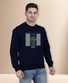 Hiflyers Men|Regular Fit|Chest Printed Cotton Fleece|Soft Stylish Casual Winter Wear Sweatshirt|Navy