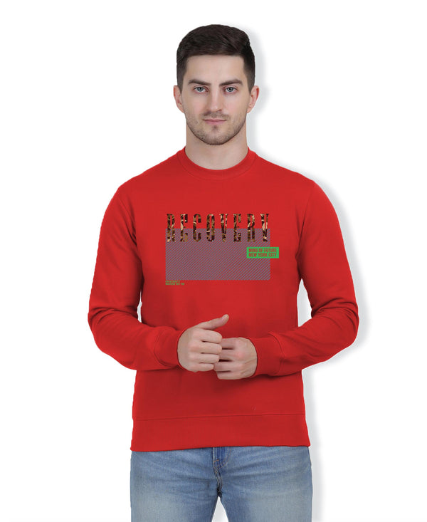 Hiflyers Men|Regular Fit|Chest Printed Cotton Fleece|Soft Stylish Casual Winter Wear Sweatshirt|Red