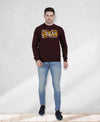 Hiflyers Men|Regular Fit|Chest Printed Cotton Fleece|Soft Stylish Casual Winter Wear Sweatshirt|Wine
