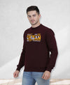 Hiflyers Men|Regular Fit|Chest Printed Cotton Fleece|Soft Stylish Casual Winter Wear Sweatshirt|Wine