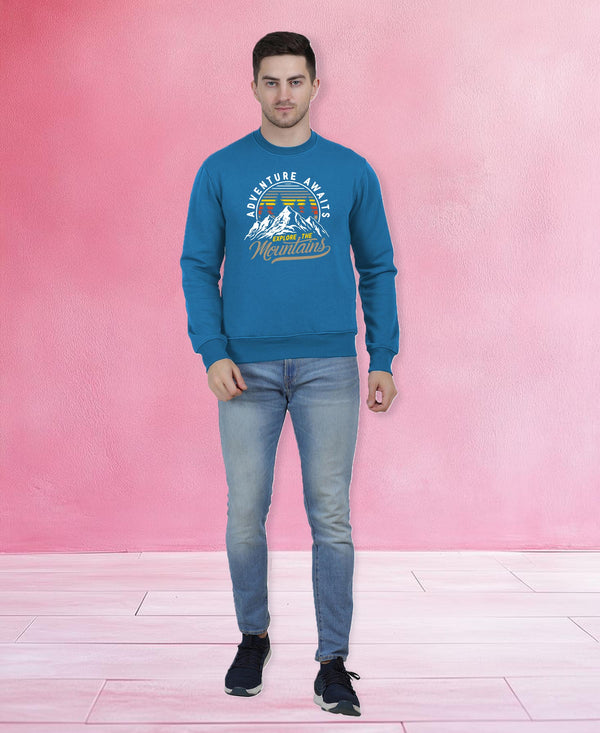 Hiflyers Men|Regular Fit|Chest Printed Cotton Fleece|Soft Stylish Casual Winter Wear Sweatshirt|Airforce