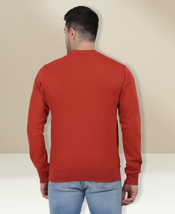 Hiflyers Men|Regular Fit|Chest Printed Cotton Fleece|Soft Stylish Casual Winter Wear Sweatshirt|Rust