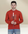 Hiflyers Men|Regular Fit|Chest Printed Cotton Fleece|Soft Stylish Casual Winter Wear Sweatshirt|Rust
