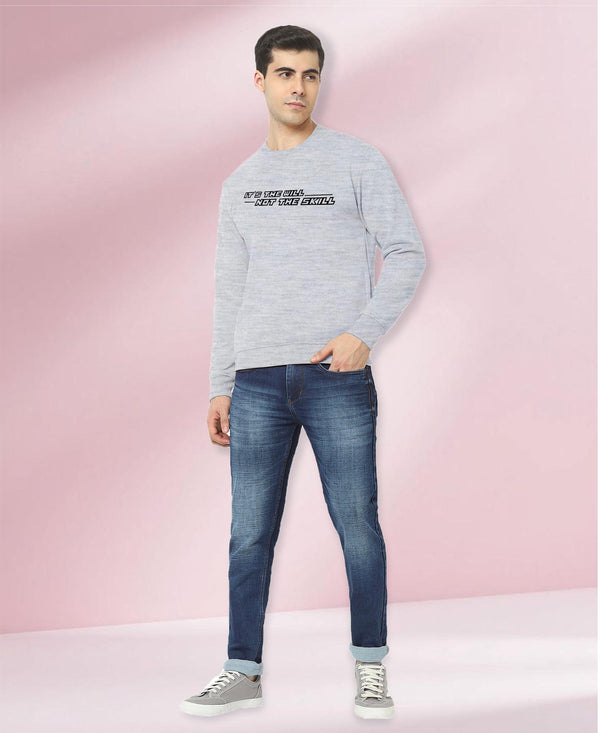 Hiflyers Men|Regular Fit|Chest Printed Cotton Fleece|Soft Stylish Casual Winter Wear Sweatshirt|Grey