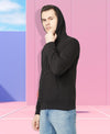 HiFlyers Men Black Cotton Fleece Smart FitSolid Sweatshirt With Hood