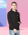 HiFlyers Men Black Cotton Fleece Smart FitSolid Sweatshirt With Hood
