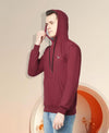 HiFlyers Men Maroon Cotton Fleece Smart FitSolid Sweatshirt With Hood