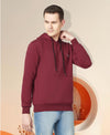 HiFlyers Men Maroon Cotton Fleece Smart FitSolid Sweatshirt With Hood