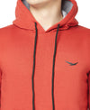 HiFlyers Men Rust Cotton Fleece Smart FitSolid Sweatshirt With Hood