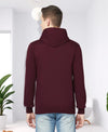 HiFlyers Men Wine Cotton Fleece Smart FitSolid Sweatshirt With Hood