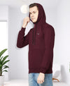 HiFlyers Men Wine Cotton Fleece Smart FitSolid Sweatshirt With Hood