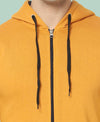 HiFlyers Mens Yellow Slim Fit Solid Cotton Fleece Sweatshirt With Hood