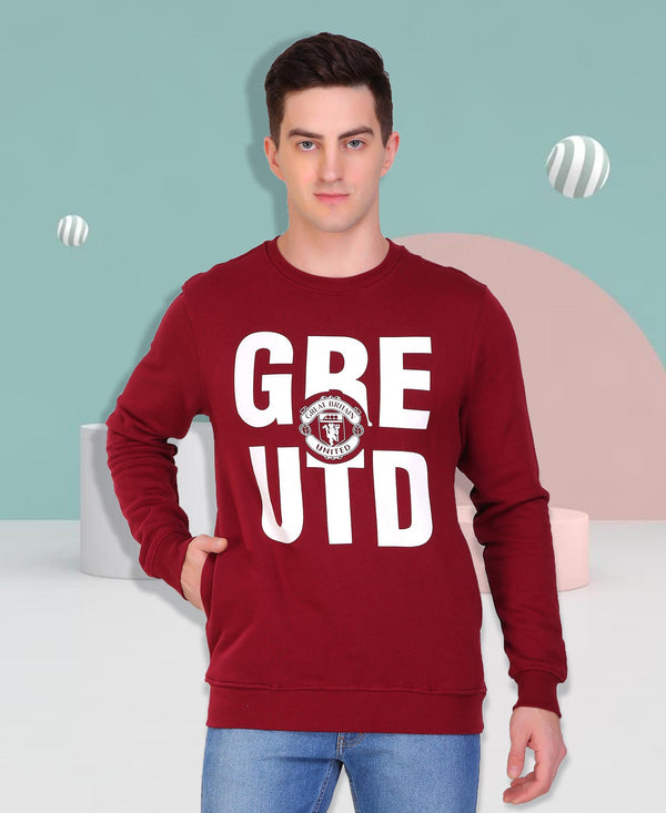 HiFlyers Full Sleeve Printed Men Sweatshirt-Maroon
