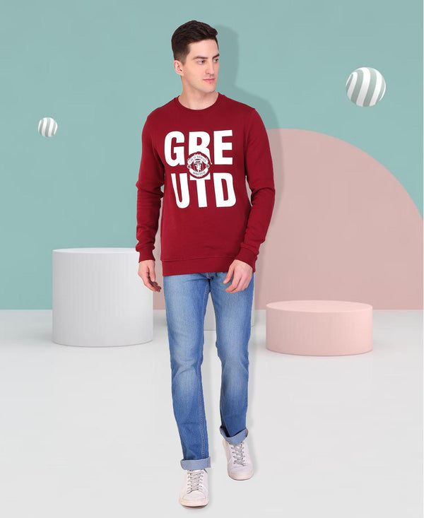 HiFlyers Full Sleeve Printed Men Sweatshirt-Maroon