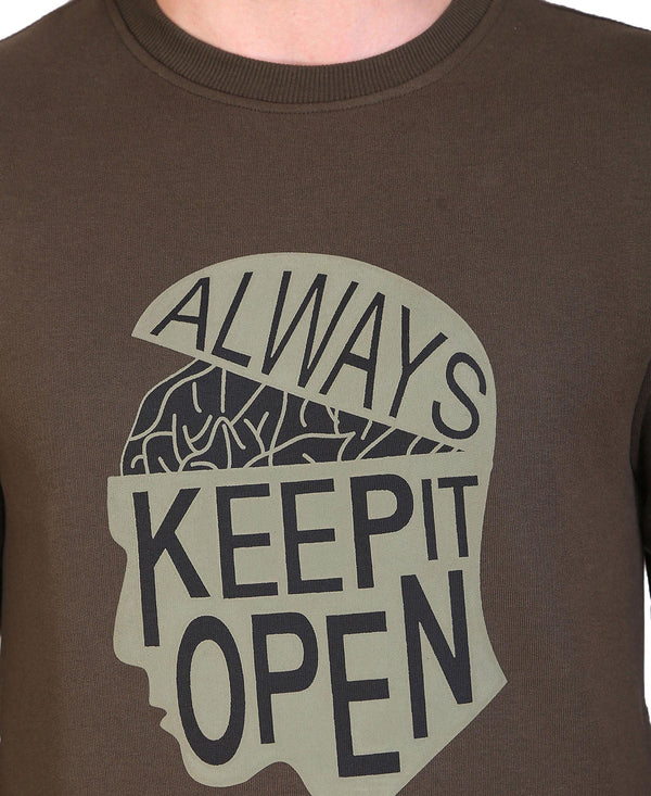 HiFlyers Full Sleeve Printed Men Sweatshirt-Olive