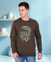 HiFlyers Full Sleeve Printed Men Sweatshirt-Olive