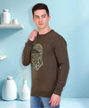 HiFlyers Full Sleeve Printed Men Sweatshirt-Olive