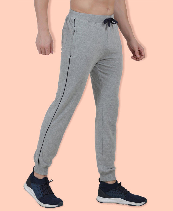 HiFlyers Mens Grey Slim Fit Solid Terry Joggers