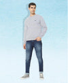 HiFlyers Men Slim Fit Solid Cotton Fleece Sweatshirt -Grey