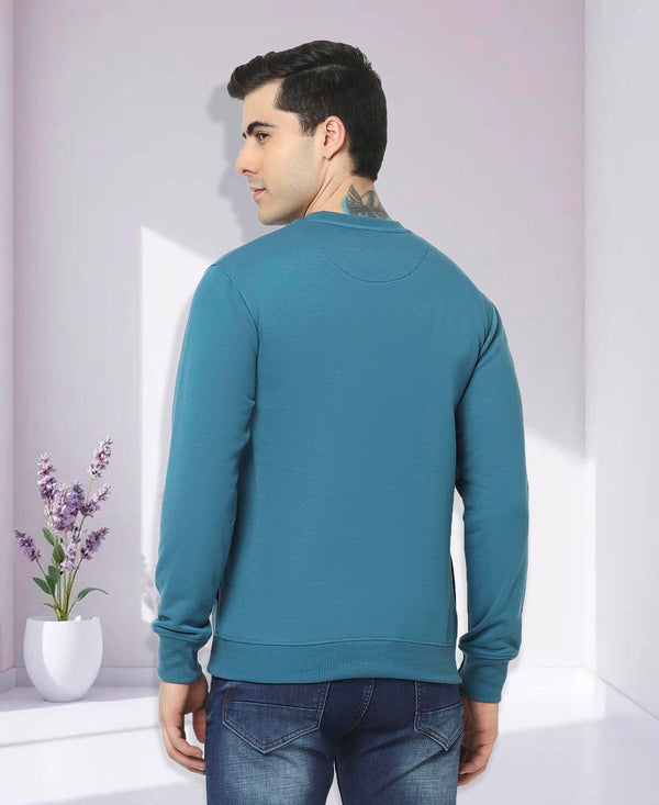 HiFlyers Mens Airforce Slim Fit Solid Cotton Fleece Sweatshirt