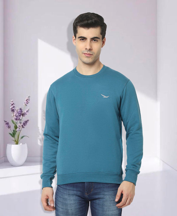 HiFlyers Mens Airforce Slim Fit Solid Cotton Fleece Sweatshirt