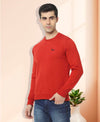 HiFlyers Mens Red Slim Fit Solid Cotton Fleece Sweatshirt