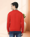 HiFlyers Mens Red Slim Fit Solid Cotton Fleece Sweatshirt